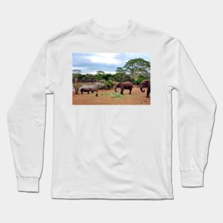African Elephant White Rhinoceros South Africa Long Sleeve T-Shirt
